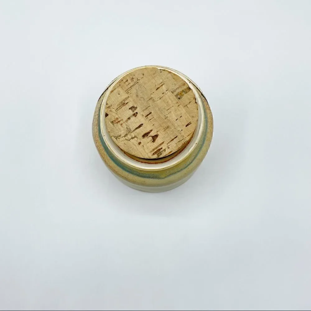 Brophy Jars Creative Financing vintage ceramic jar cork top